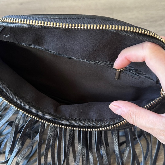 Fringe Cross Body Bum Bag Black - Picture 3 of 5